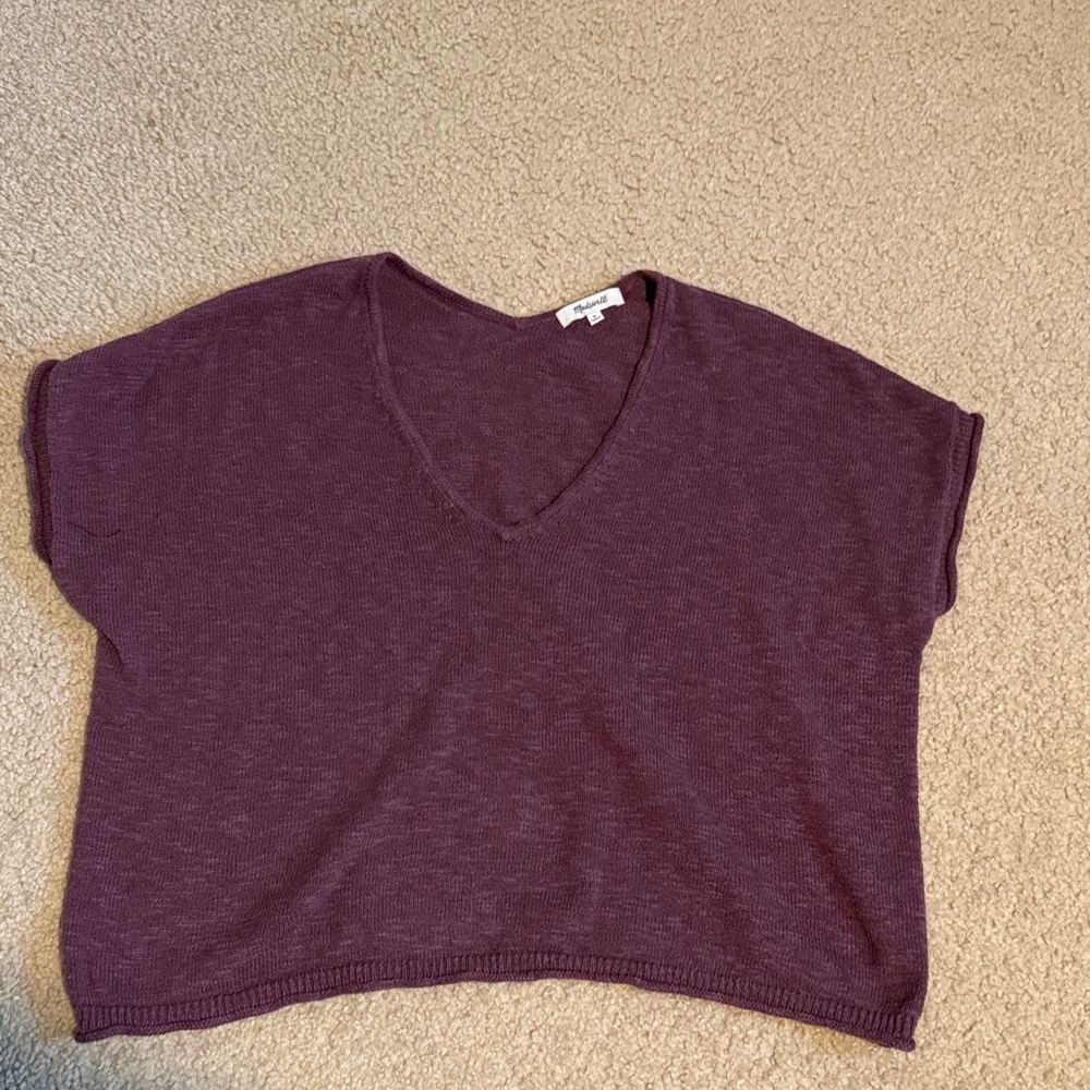 Madewell Plum V-Neck Crop Top medium